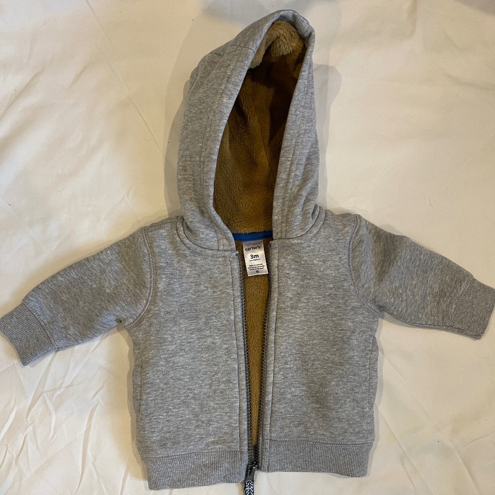 Carter's Lined Zip-Up Hoodie - 3 months - New w/o tags - Cotton and Polyester